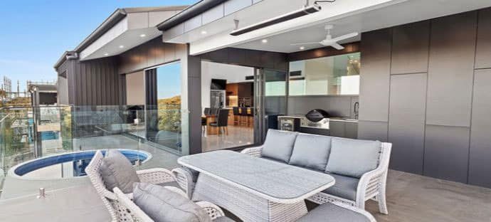 Modern Patio With Pool — Peter Sosso Building in Port Stephens NSW
